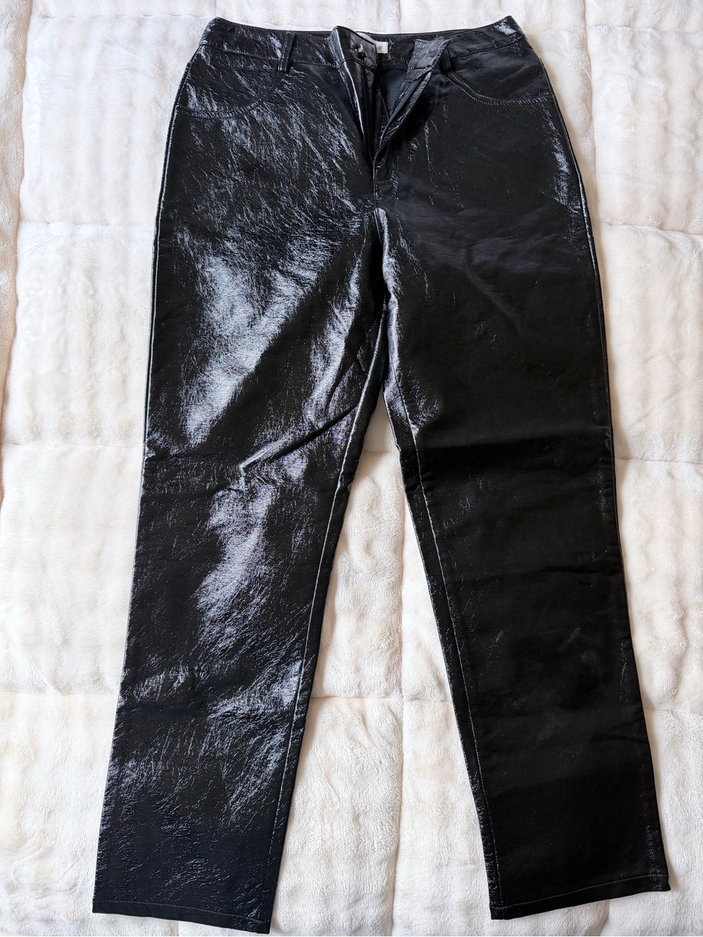 12th Tribe Shiloh Western Black Faux Leather High Rise Straight Pants Medium